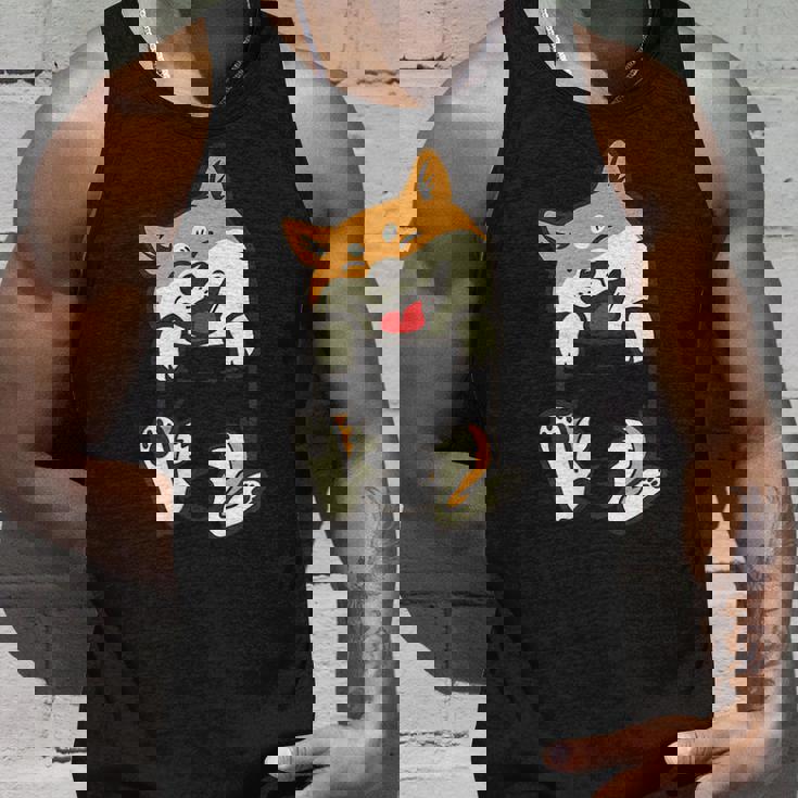 ポケット柴犬 足 かわいい犬 秋田犬愛好家 ギフト タンクトップ 彼への贈り物