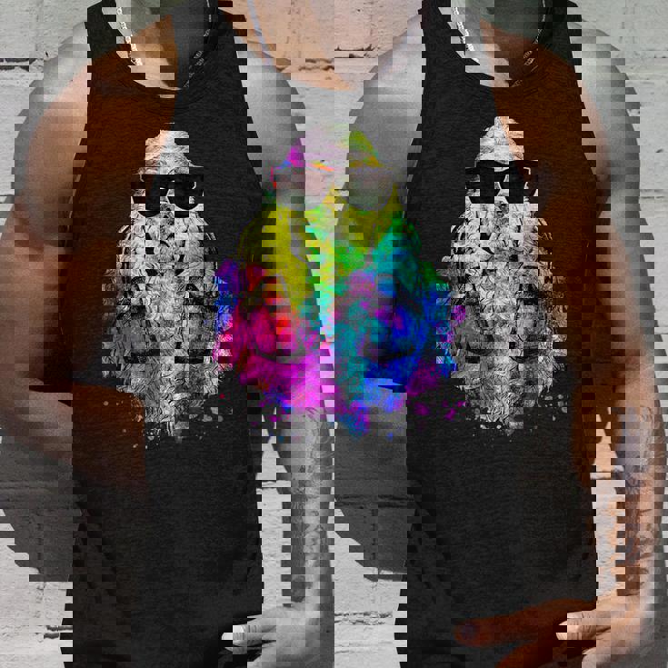 ポップアート アメリカンコッカー スパニエル 犬のポートレート ヘッドフォン付き タンクトップ 彼への贈り物