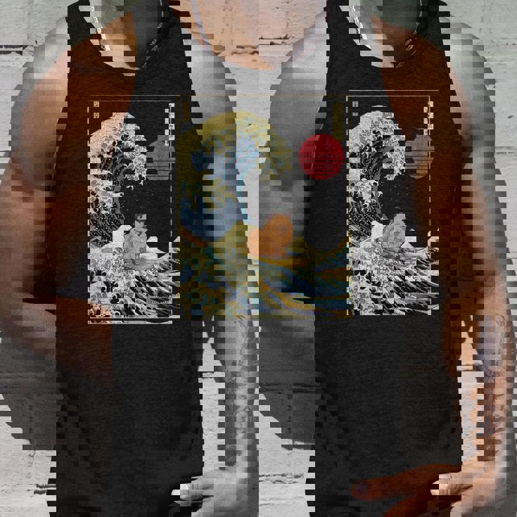 ポメラニアン 日本の神奈川波 おもしろサーフドッグ タンクトップ 彼への贈り物