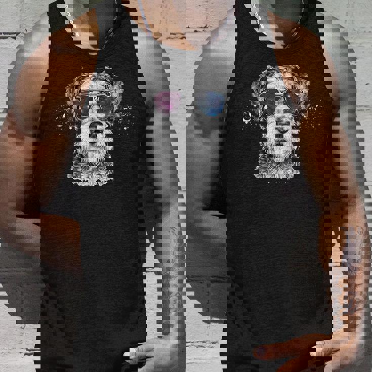 ミニチュア シュナウザー 銀河 サングラス 宇宙 犬好き タンクトップ 彼への贈り物