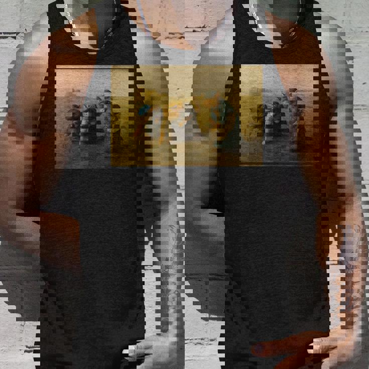 ミレー風アート猫の田植え 農作業をする三匹の猫たち タンクトップ 彼への贈り物