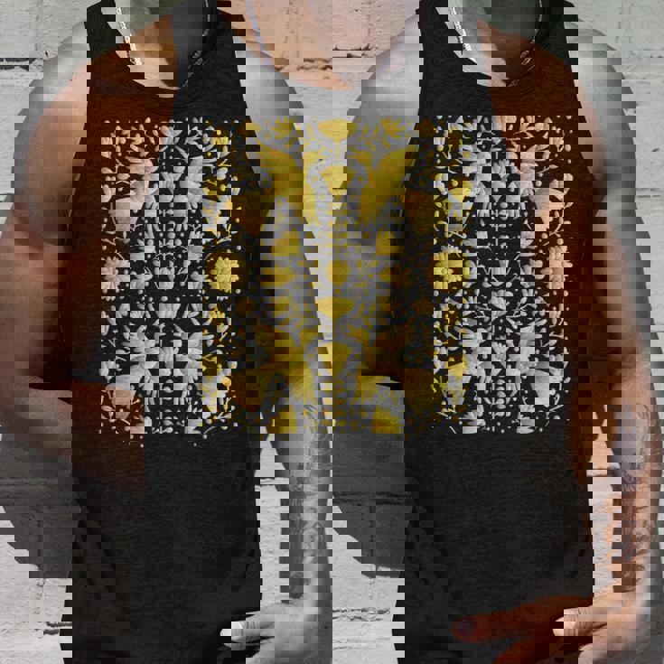 メキシカンテナンゴスのメキシカンゴールド刺繍プリント。 タンクトップ 彼への贈り物