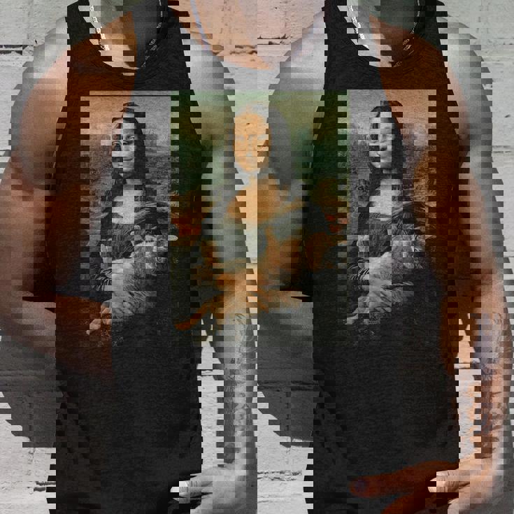 モナリザとオレンジ猫 面白いアートペインティング タンクトップ 彼への贈り物