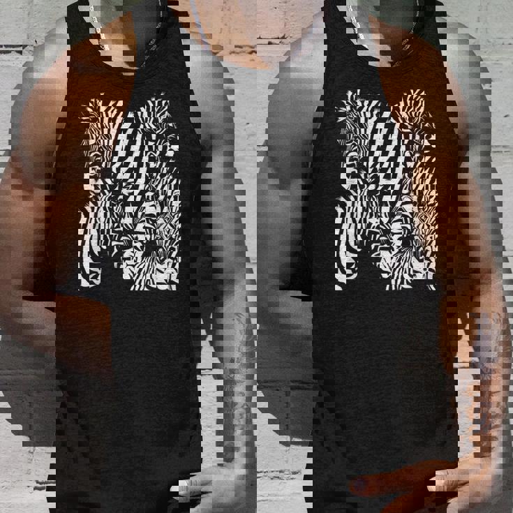 モノクロゼブラ柄アフリカサファリ動物野生生物 タンクトップ 彼への贈り物
