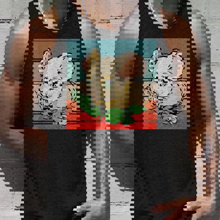 ヤマネ かわいい緑の葉 大きな目 愛らしい甘い動物 タンクトップ 彼への贈り物