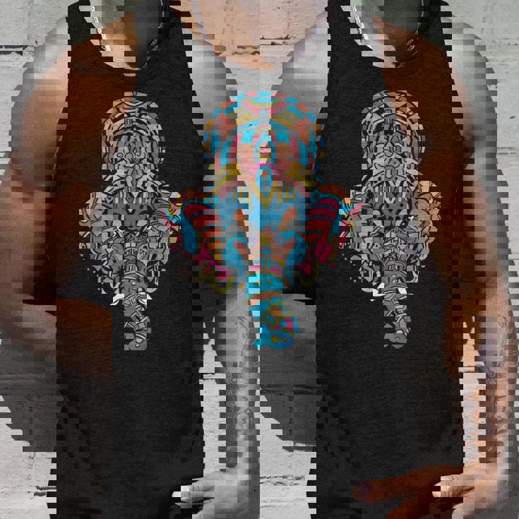 ヨガスピリチュアルヒンドゥー教象神ガネーシャ瞑想 タンクトップ 彼への贈り物