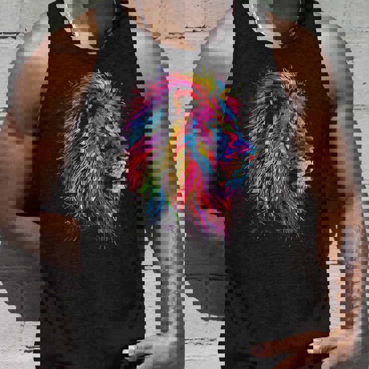 ライオンアート 抽象 カラフル 動物 グラフィック ライオン タンクトップ 彼への贈り物