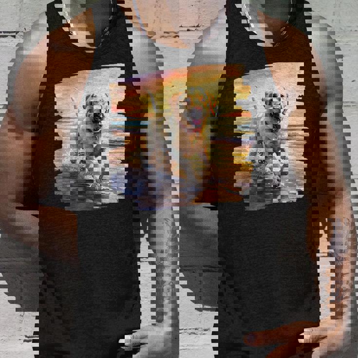 ラブラドールオンザビーチ、ラボ、犬、ラブラドール子犬 タンクトップ 彼への贈り物