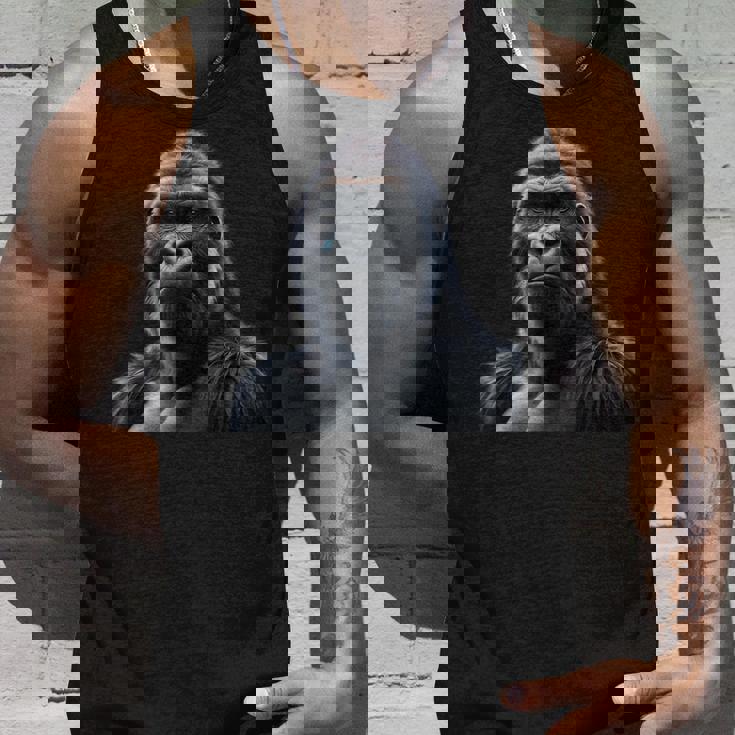 リアルなゴリラアートtシャツ、野生動物の霊長類の肖像画。 タンクトップ 彼への贈り物