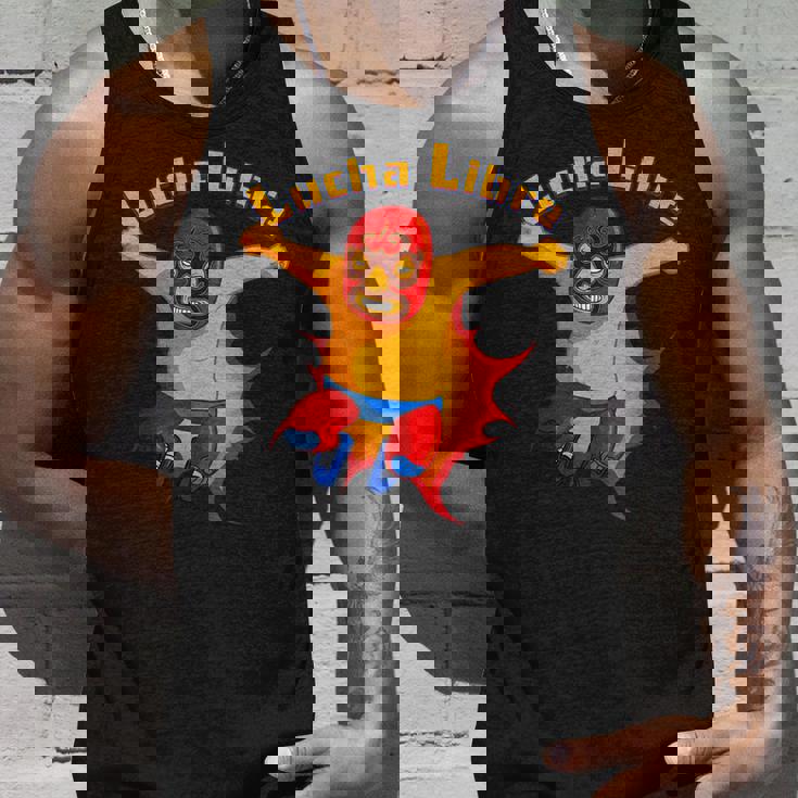 ルチャリブレメキシコ覆面レスラー漫画アクションポーズ タンクトップ 彼への贈り物