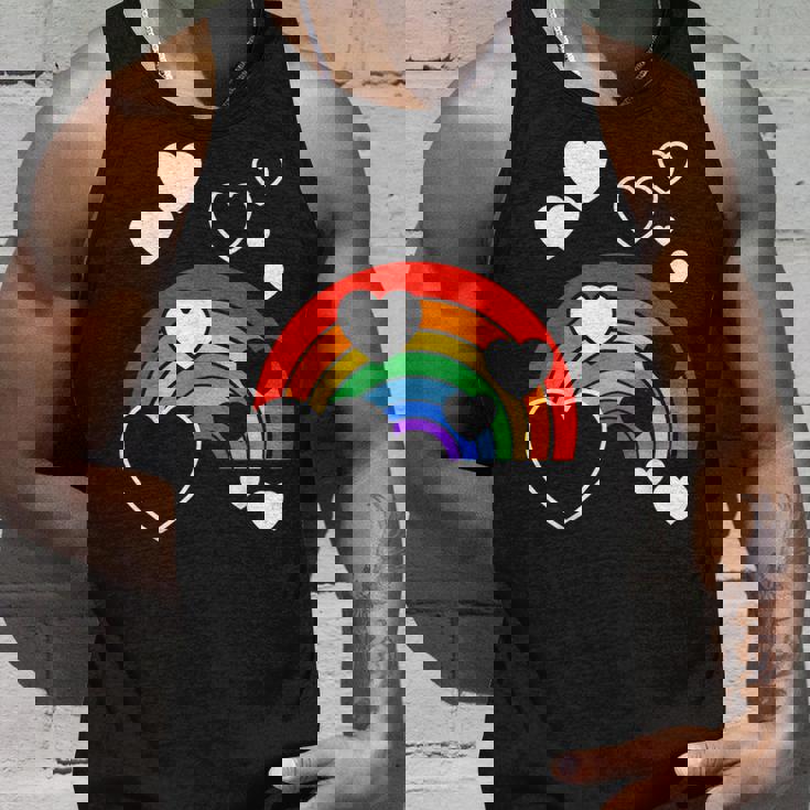 レインボーカラー ホワイト ハート ハート 雨 虹 旗 タンクトップ 彼への贈り物