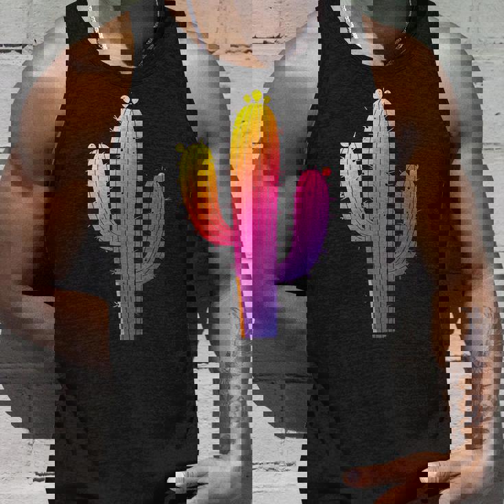 レインボーサボテン 砂漠の夕日と太陽の雰囲気 タンクトップ 彼への贈り物