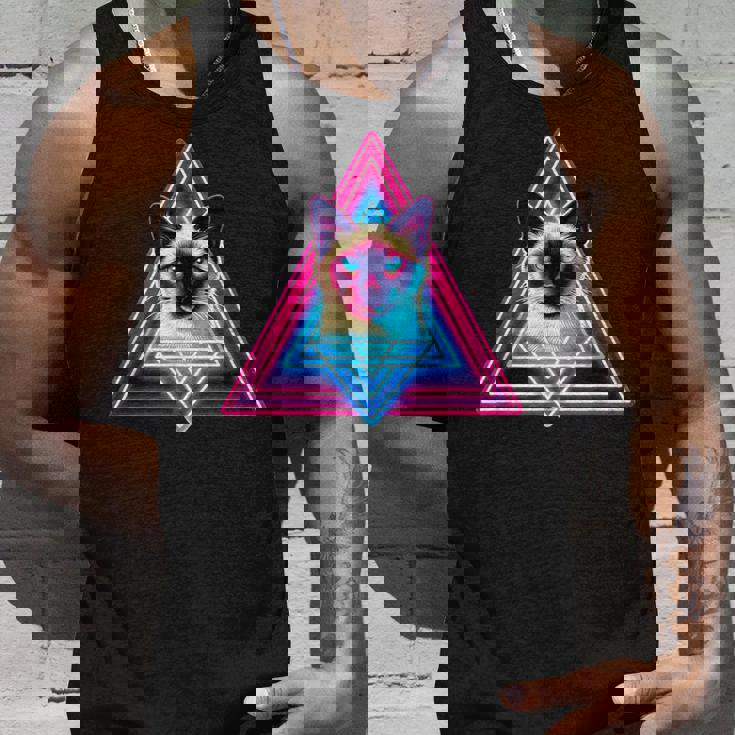 レトロな三角形のピラミッド猫のシャム猫 タンクトップ 彼への贈り物