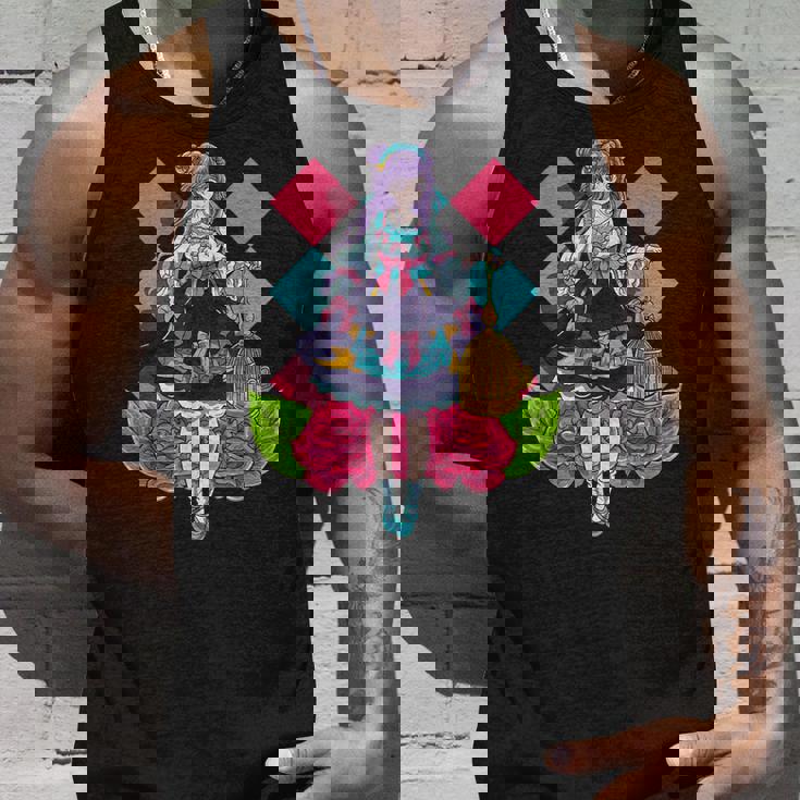 ロリータファッションをテーマにした鳥かごアニメデザイン タンクトップ 彼への贈り物