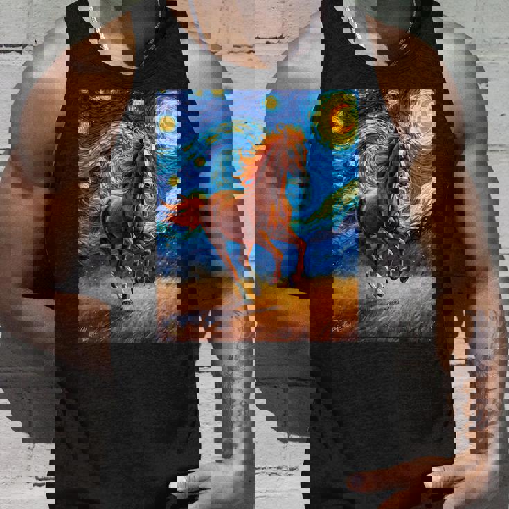 ヴァンゴッホの星空の夜ワイルドホースマスタングアニマル愛好家 タンクトップ 彼への贈り物