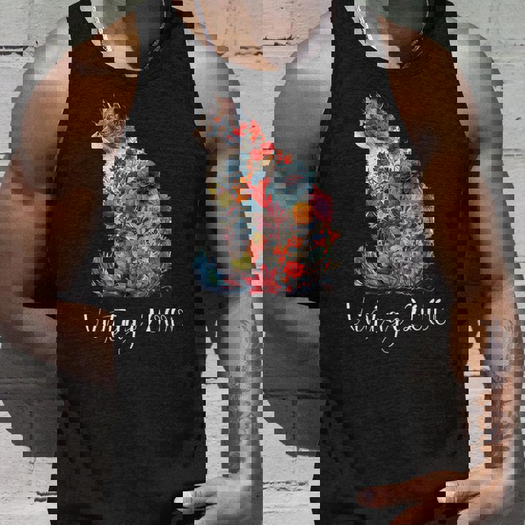 ヴィンテージ 2000 花柄 花 猫好き 24時間 誕生日 タンクトップ 彼への贈り物