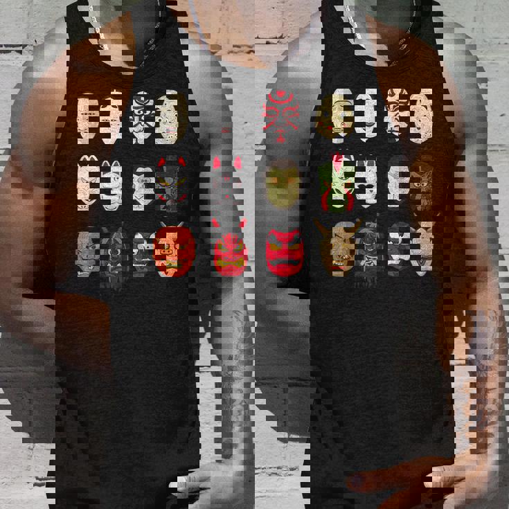 ヴィンテージ グラフィカル 日本 アート 天狗 きつね ひょっとこ マスク タンクトップ 彼への贈り物