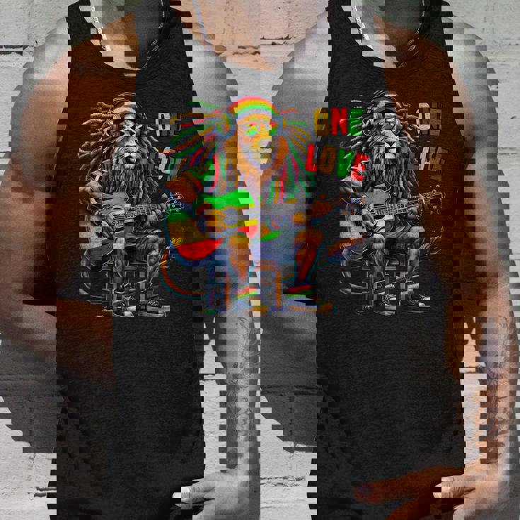 ヴィンテージ ラスタ ライオン レゲエ 音楽 One Loveibe ギター グラフィック タンクトップ 彼への贈り物