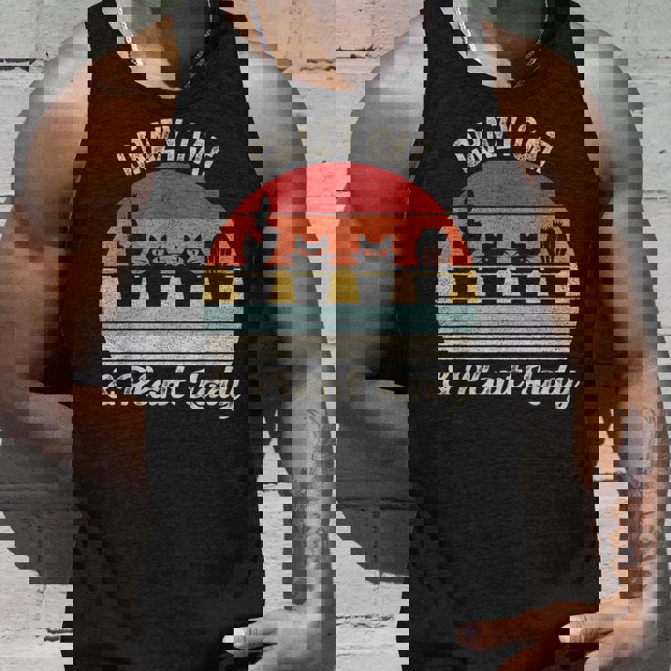 ヴィンテージ レトロ クレイジー キャット & プラント レディ サボテン 多肉植物 ママ タンクトップ 彼への贈り物