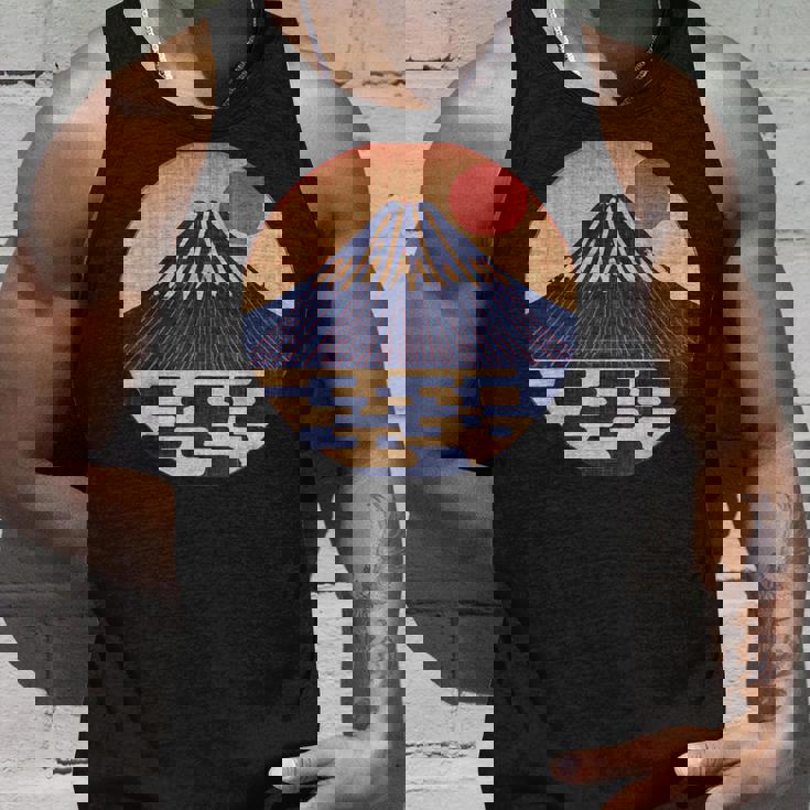 ヴィンテージ 和 富士山 山の上の日本の舞う太陽 タンクトップ 彼への贈り物