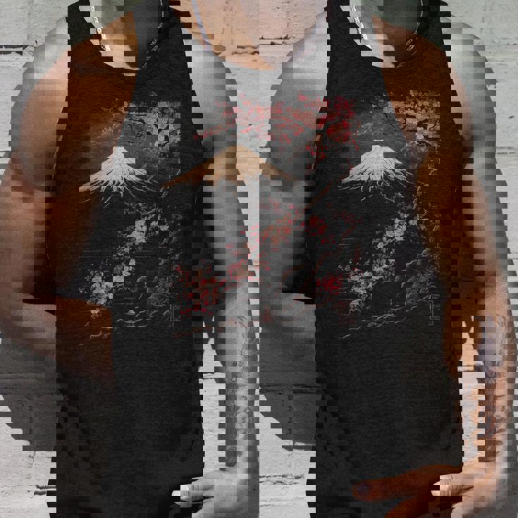 ヴィンテージ 桜 富士山 日本アート 日本 グラフィック タンクトップ 彼への贈り物