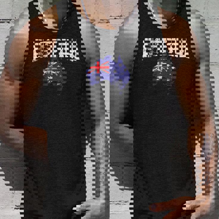 ヴィンテージオーストラリア地図、オーストラリア国旗お土産tシャツ。 タンクトップ 彼への贈り物