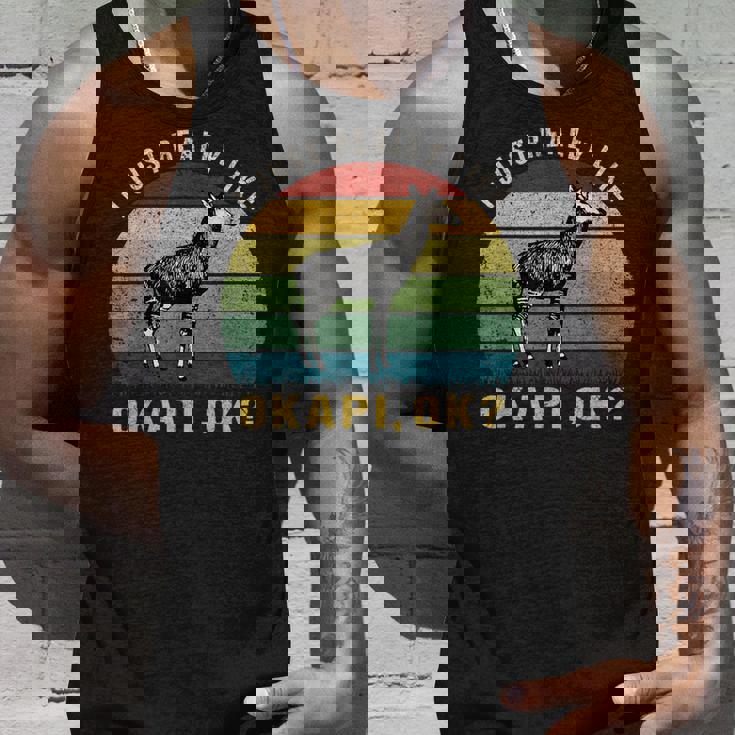 ヴィンテージレトロオカピ動物tシャツ I Just Really Like Okapi Ok タンクトップ 彼への贈り物