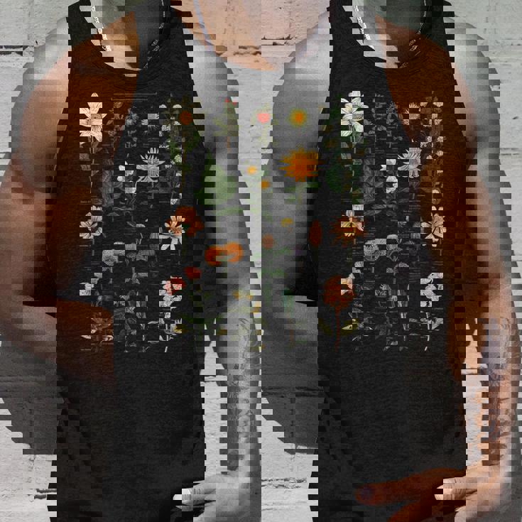 ヴィンテージ風フラワーボタニカルチャートグラフィックtシャツ タンクトップ 彼への贈り物