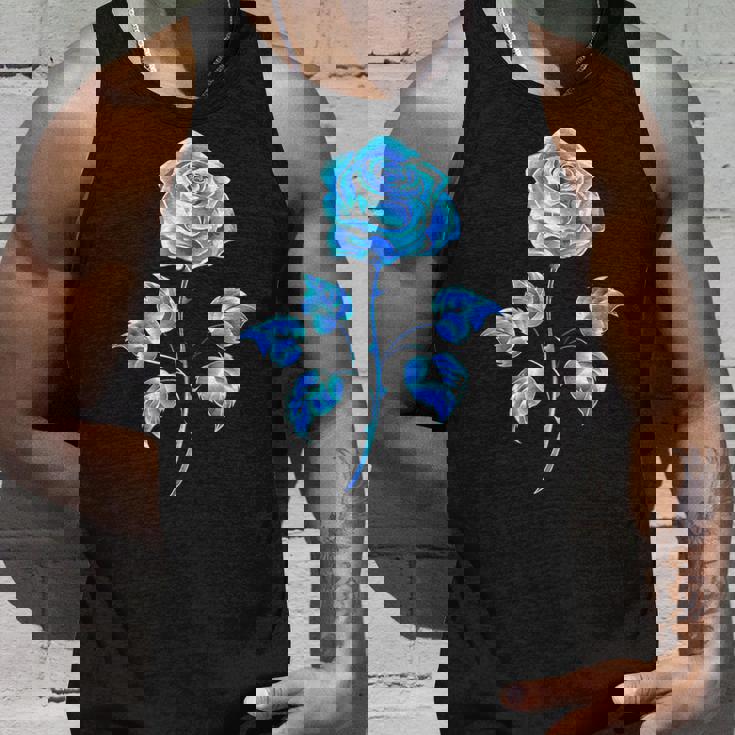 一輪挿し 青いバラ かわいい 青いバラ 花 ガーデニング タンクトップ 彼への贈り物