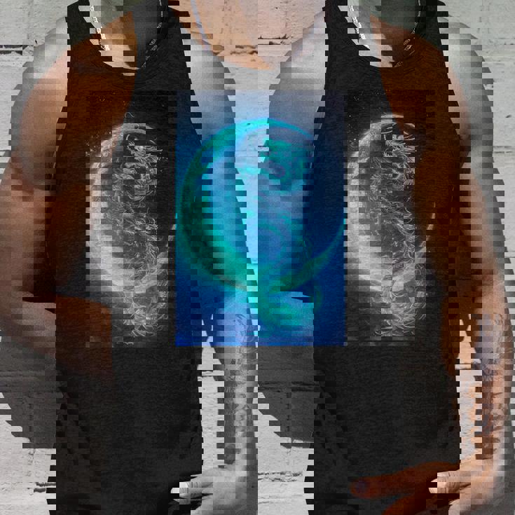 三日月のドラゴン ブルーギャラクシー天文学 アート タンクトップ 彼への贈り物