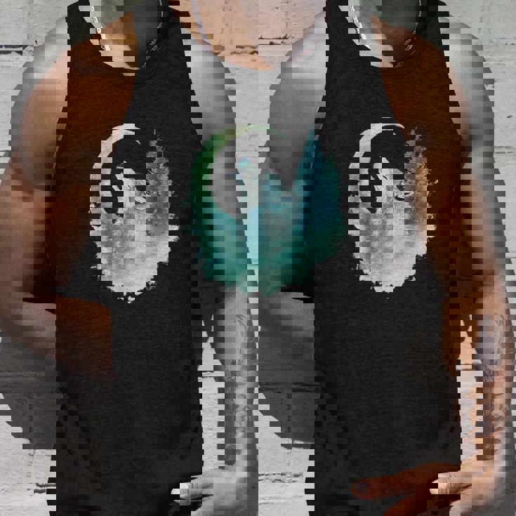 三日月の下で遠吠えするオオカミ 野生動物 タンクトップ 彼への贈り物