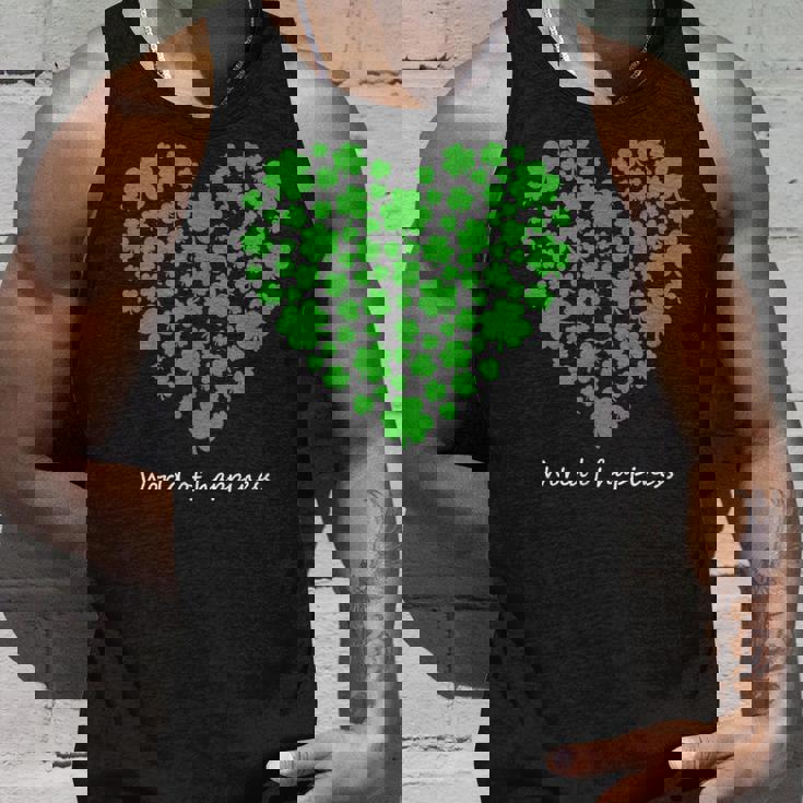 世界中の幸せを願う 可愛い ハート クローバー 反戦 平和 タンクトップ 彼への贈り物