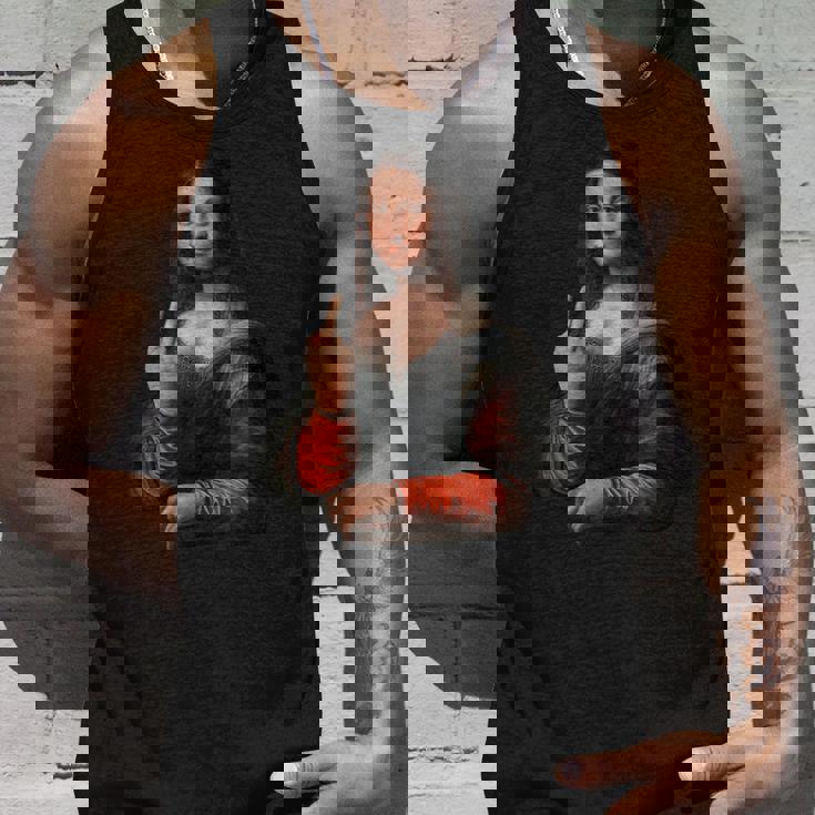 中指軽量グラフィックのモナリザ タンクトップ 彼への贈り物