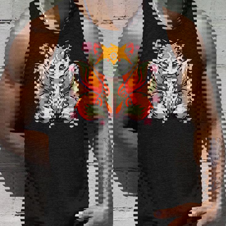 九尾 狐 きつね 日本の桜 タンクトップ 彼への贈り物