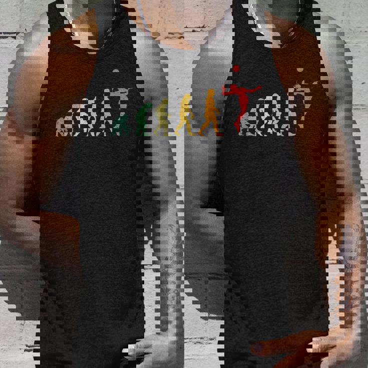 人類の進化 バレーボール バレーボール好き 趣味 おもしろ レトロ サーブ バレーボール部 ビーチバレー バレー好き タンクトップ 彼への贈り物