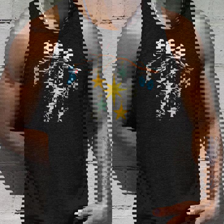 冬の飾り付けを楽しむ北海道の小鳥 シマエナガ 雪の結晶 タンクトップ 彼への贈り物