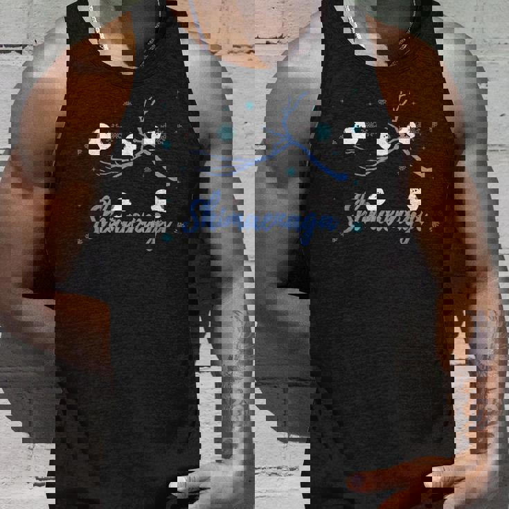 北海道 冬の風景 シマエナガのイラスト 雪の結晶 可愛い小鳥 タンクトップ 彼への贈り物