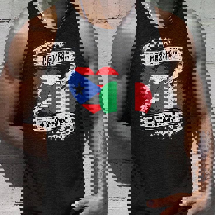 半分イタリア半分プエルトリコの国旗 ハート イタリア プエルトリコ タンクトップ 彼への贈り物