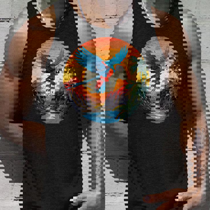 夕日の美しいコンゴウインコ、スカーレットコンゴウインコ タンクトップ 彼への贈り物