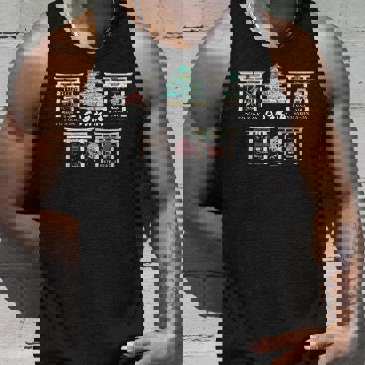 大阪、観光名所、城、神社、寺、日本を描く タンクトップ 彼への贈り物