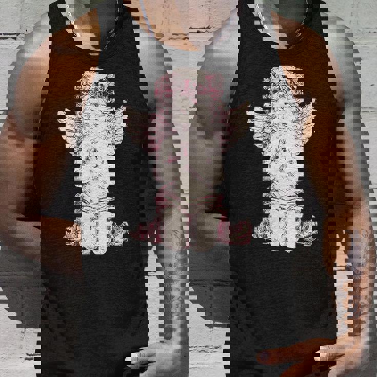 天使の羽を持つ膝の上の美的天使を祈る タンクトップ 彼への贈り物