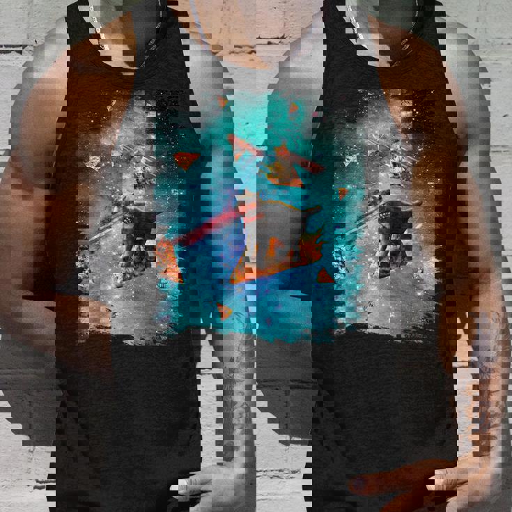 宇宙 レーザー目 猫 ピザに乗る猫 ギャラクシーキャット タンクトップ 彼への贈り物