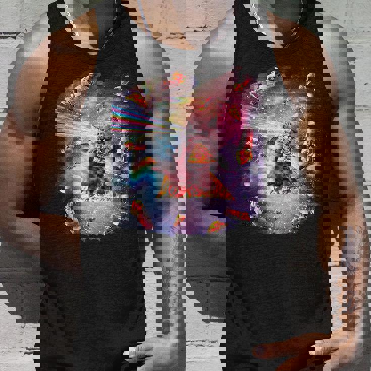 宇宙ピザ猫-レインボーレーザー、タコス、ブリトー タンクトップ 彼への贈り物