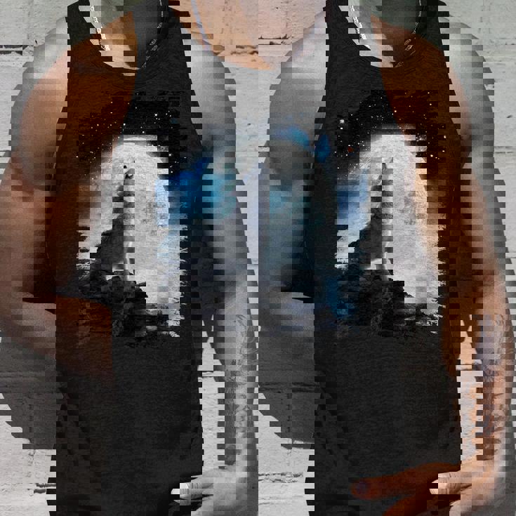 宇宙空間 オオカミ 月に遠吠えするオオカミ タンクトップ 彼への贈り物