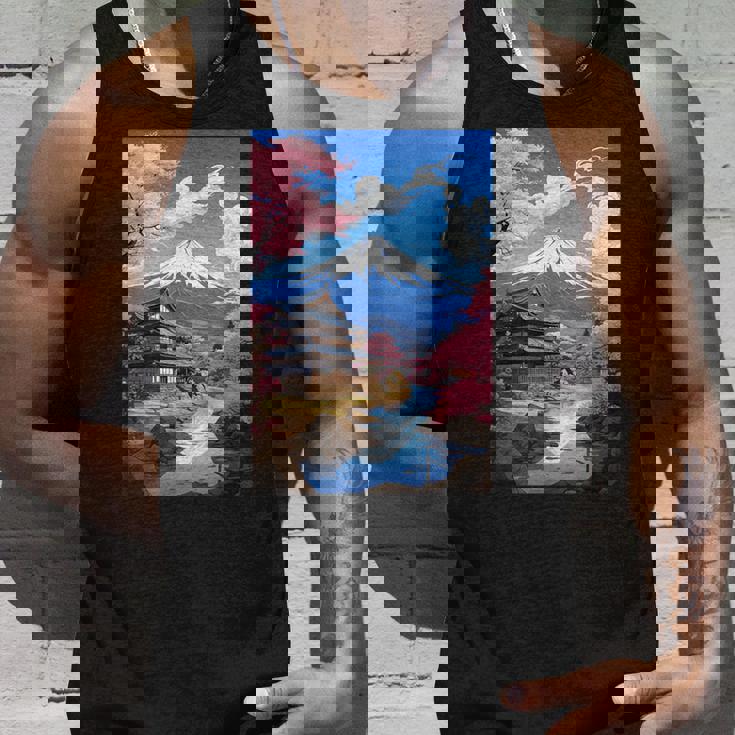 寺と富士山のある日本の風景 タンクトップ 彼への贈り物