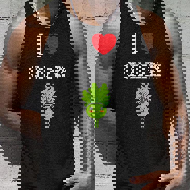 小さな野菜 セロリ ミニマリスト かわいい シンプル セロリ I Love Celery タンクトップ 彼への贈り物