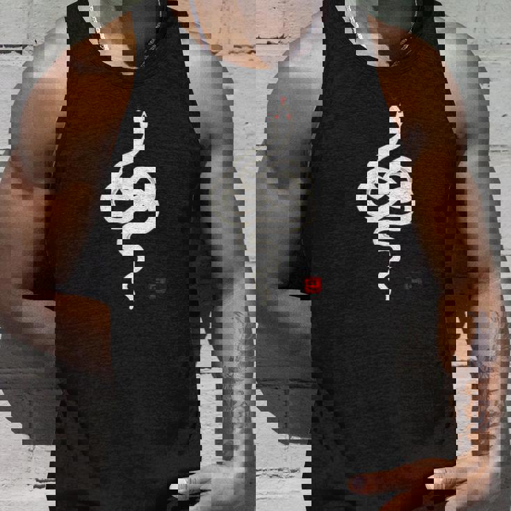 巳年 シンプルな白蛇デザイン 幸運を願うお守り タンクトップ 彼への贈り物