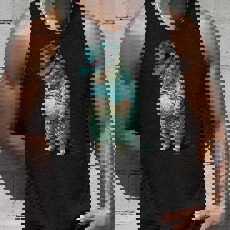 帽子をかぶった面白い太った猫 Ia アート デザイン太った子猫猫愛好家 タンクトップ 彼への贈り物