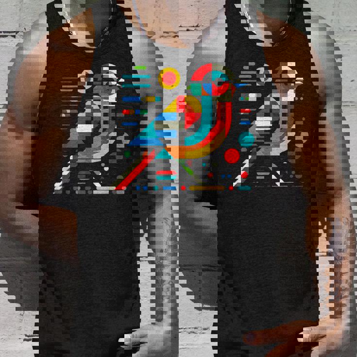 幾何学的 ミニマリズム モダン イラスト スズメ 鳥 アート タンクトップ 彼への贈り物