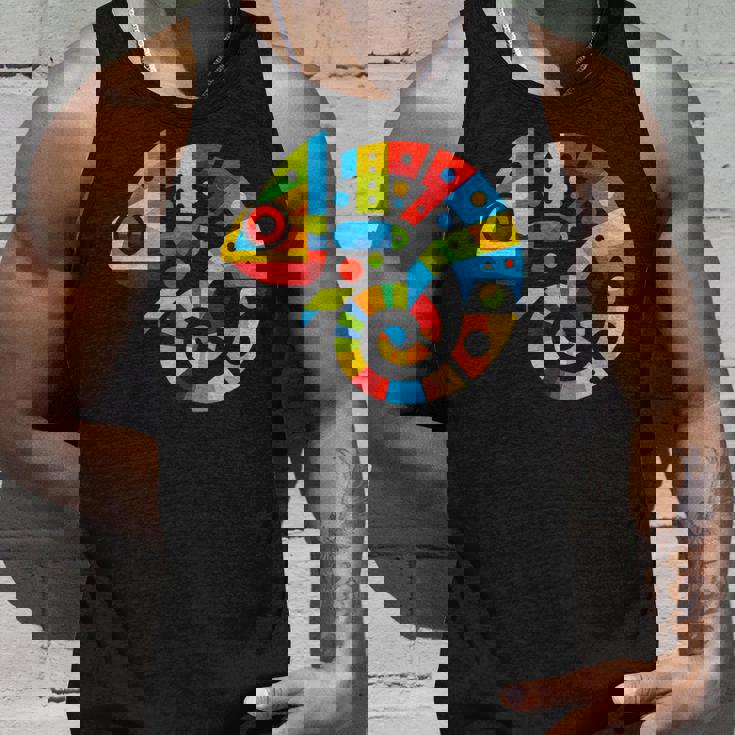 幾何学的ミニマリズム イラスト カメレオン 爬虫類 タンクトップ 彼への贈り物